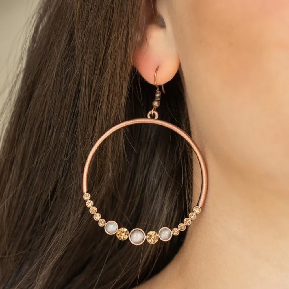 Paparazzi Rose Gold Hoop Earrings with Pearl Accents